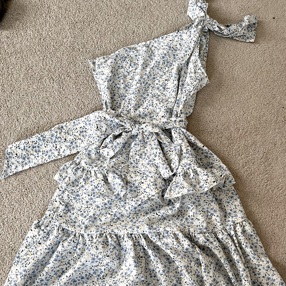 Floral One Shoulder Tie Dress